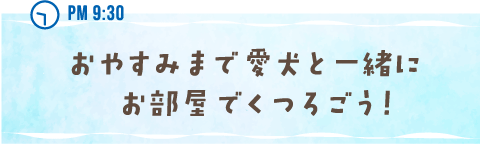 PM 9:30 おやすみまで愛犬と一緒にお部屋でくつろごう！