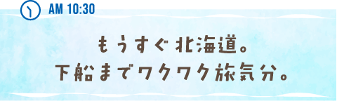 AM 10:30 もうすぐ北海道。下船までワクワク旅気分。