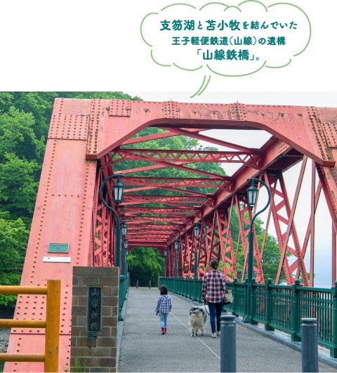 支笏湖と苫小牧を結んでいた王子軽便鉄道（山線）の遺構「山線鉄橋」。