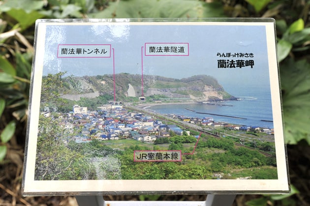 展望台からの眺めを説明したボードがあります。