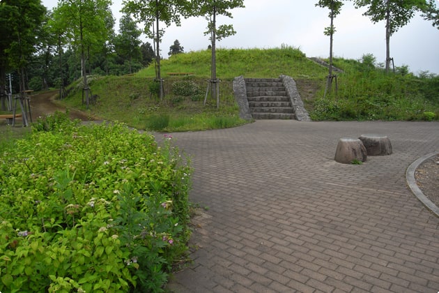 緑地を囲むように、遊歩道があります。
