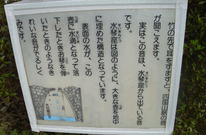 水琴窟の説明書きがあります。