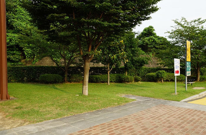 出口側の緑地です。