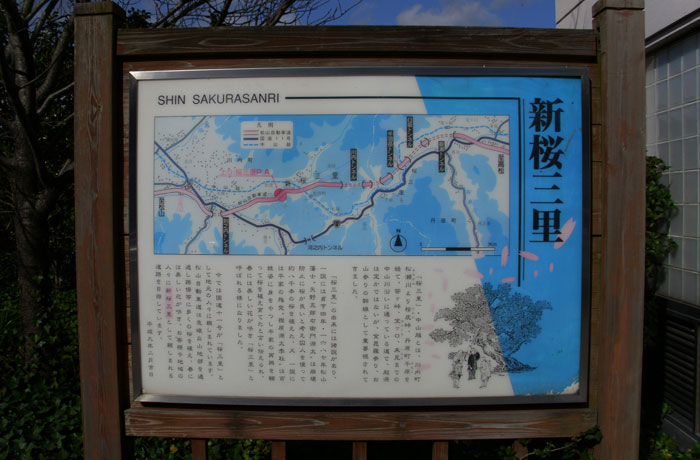 桜三里由来の案内板があります。読んでみましょう。