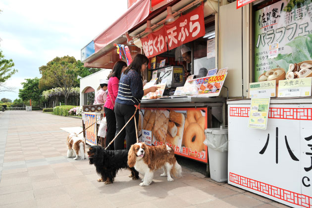 ちくわの隣の出店では、あんまんや肉まんが好評！