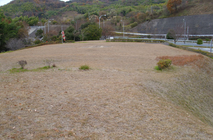 ヘリポートとして整備された、芝生の広場。