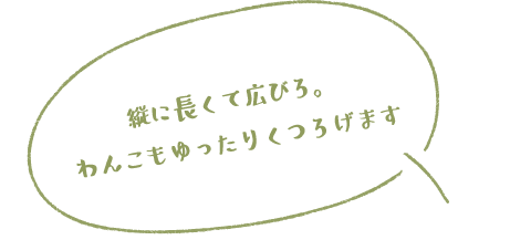 縦に長くて広びろ。わんこもゆったりくつろげます