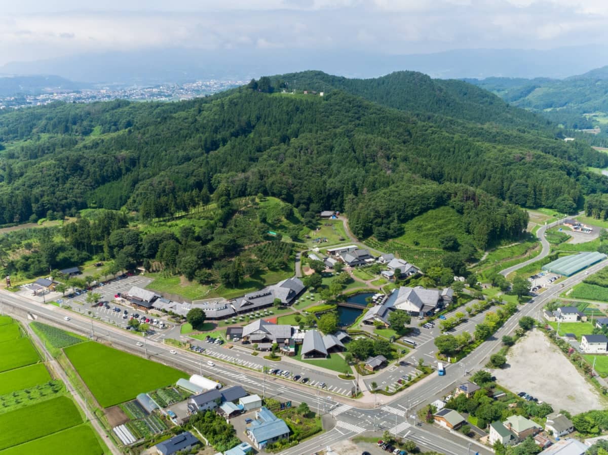 空から撮った川場田園プラザです。