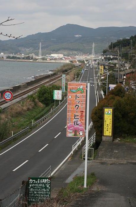 国道沿いに建つ、こちらの看板が目印です。