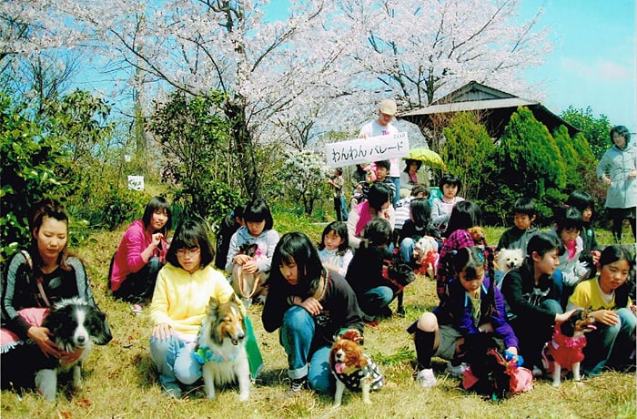 春のイベント「わんわんパレード」の風景です。