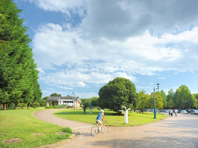 近隣の彩の森入間公園は、噴水や自由に遊べるオアシス的な公園です。