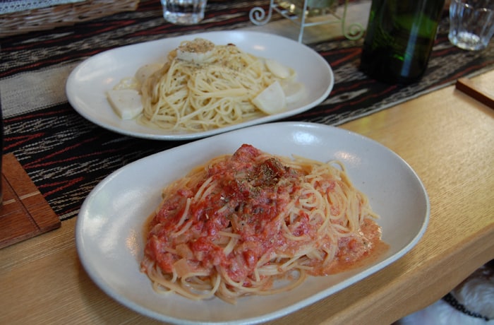 日替わりパスタランチ。1日、4種類以上のパスタから選ぶことができます。