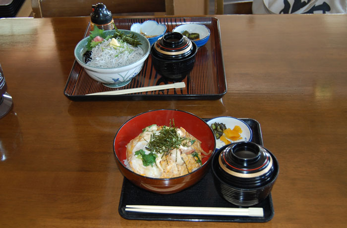 オススメの「しらす丼」と「江の島丼」。おいしそう！