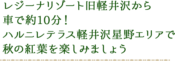 レジーナリゾート旧軽井沢から車で約10分！ハルニレテラス軽井沢星野エリアで秋の紅葉を楽しみましょう