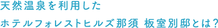 天然温泉を利用したホテル フォレストヒルズ那須板室別邸とは？