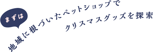 まずは地域に根づいたペットショップでクリスマスグッズを探索