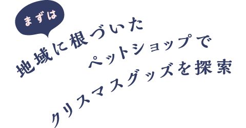 まずは地域に根づいたペットショップでクリスマスグッズを探索