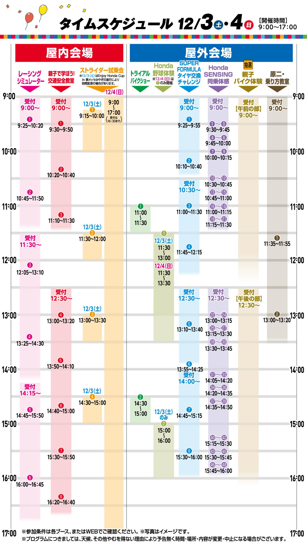 画像：12月3日・4日 タイムスケジュール