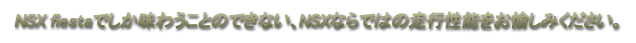 NSX fiestaでしか味わうことのできない、NSXならではの走行性能をお愉しみください。