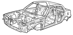 サルーンのモノコックボディ構造図