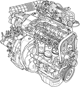 2.0L DOHC VTECエンジン透視図