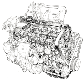DOHC VTECエンジン透視図