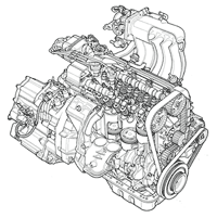 2.0L DOHC 16バルブエンジン透視図
