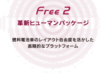 Free 2 革新ヒューマンパッケージ　燃料電池車のレイアウト自由度を活かした画期的なプラットフォーム