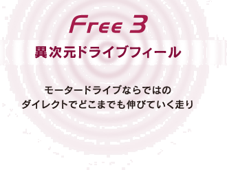 Free 3 異次元ドライブフィール　モータードライブならではのダイレクトでどこまでも伸びていく走り