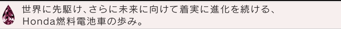世界に先駆け、さらに未来に向けて着実に進化を続ける、Honda燃料電池車の歩み。