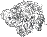 3.5L V6 24バルブエンジン透視図 