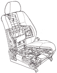 フロント振動吸収シート透視図