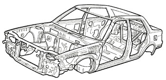 サルーンのモノコックボディ構造図 