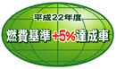 「平成22年度燃費基準＋5％達成車」表示マーク