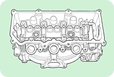 エキゾーストマニホールド一体型アルミシリンダーヘッド 