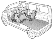 E 6:4分割可倒式リアシートで、3名乗車と長尺物が積載可能。