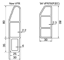 フレームメインパイプ断面比較