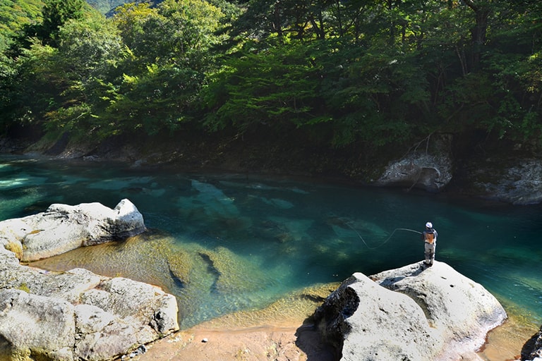 スケート橋の下流付近にあるプールは人気のポイント