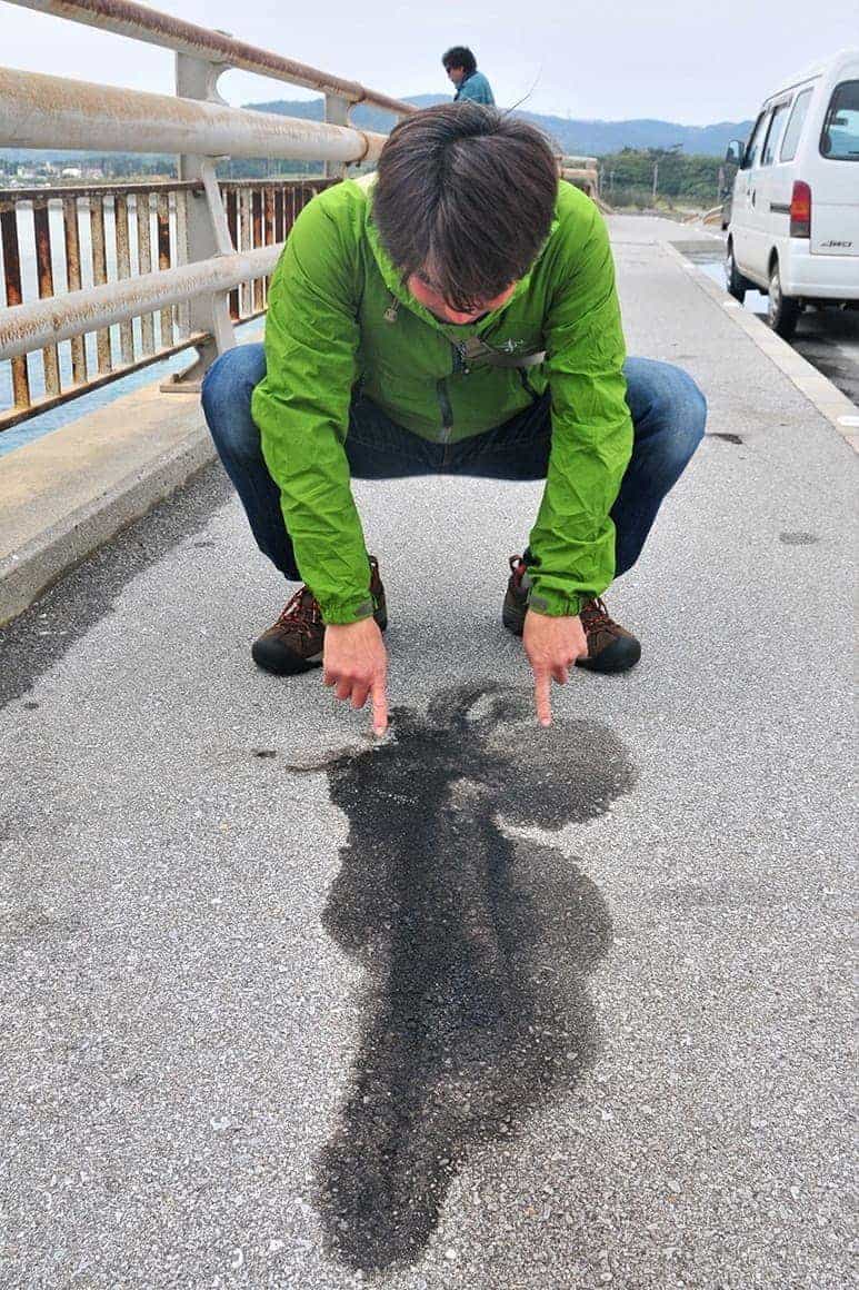 前日の晩に釣れたという2kg台後半の墨跡。2月上旬でこのサイズがねらえる釣り場はそうそうない