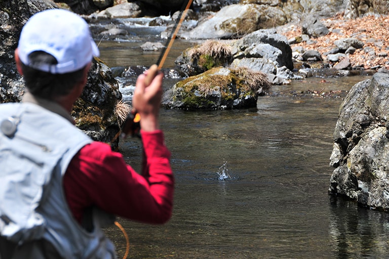 ヒット！　先行者を気にせず魚と遊べるこの川は、関東でも貴重なフィールドだ