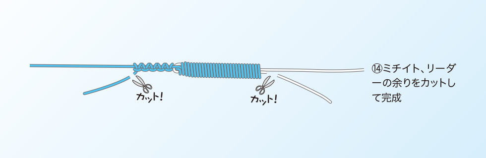 14.ミチイト、リーダーの余りをカットして完成