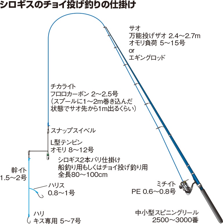 チョイ投げ　天秤おもり付の簡単仕掛　7号針