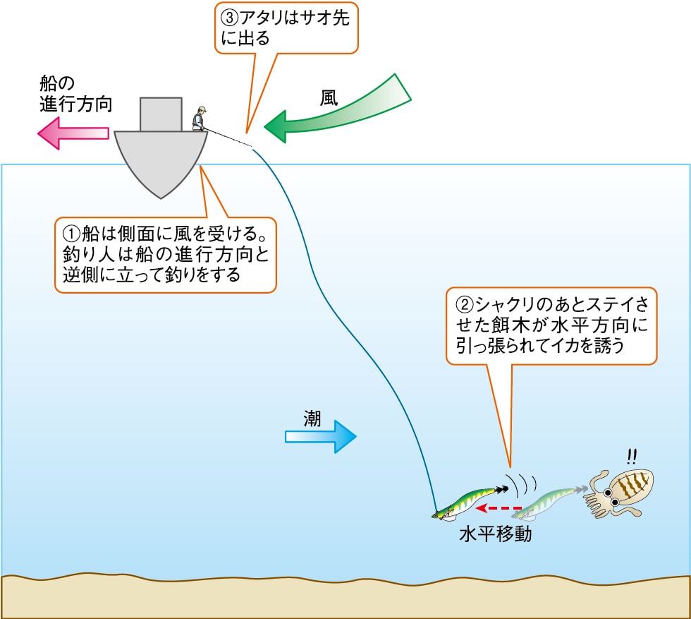 アオリイカのティップランエギング徹底解説 3 ドテラ流しとは 釣り方 釣り具解説 Honda釣り倶楽部 Honda