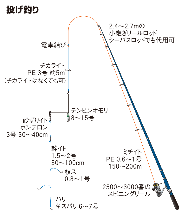 キュウセンの仕掛け 投げ釣り 釣魚図鑑 特徴 仕掛け さばき方 Honda釣り倶楽部 Honda