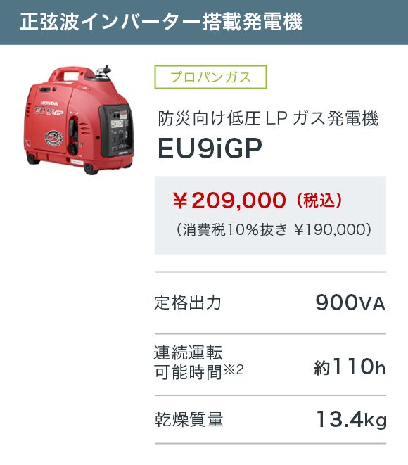 全商品オープニング価格 ＨＯＮＤＡ 正弦波インバーター搭載発電機 ９００ＶＡ 交流 直流 EU9IT1JN1 本田技研工業 株 