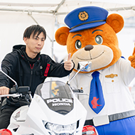 白バイ展示（熊本県警シンボルマスコット：ゆっぴー）