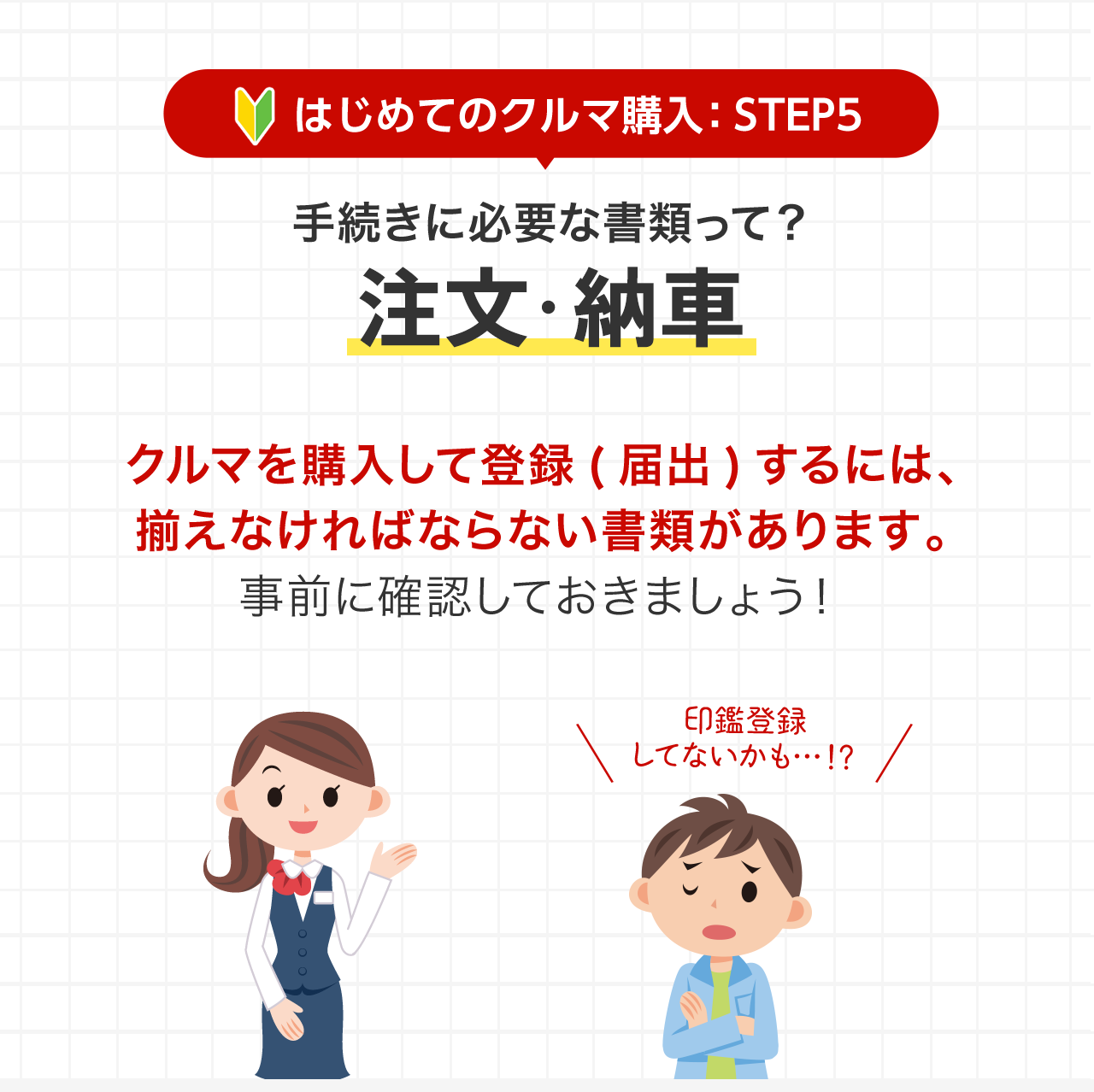 [はじめてのクルマ購入：STEP5] 手続きに必要な書類って？注文・納車