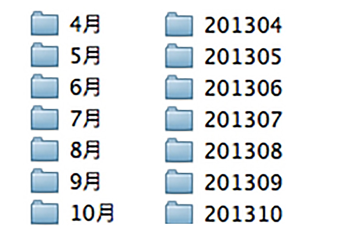 月ごとのフォルダをつくって整理。