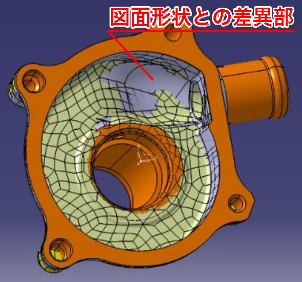 測定データと図面3Dデータの 差異部は、測定データを参照し 修正