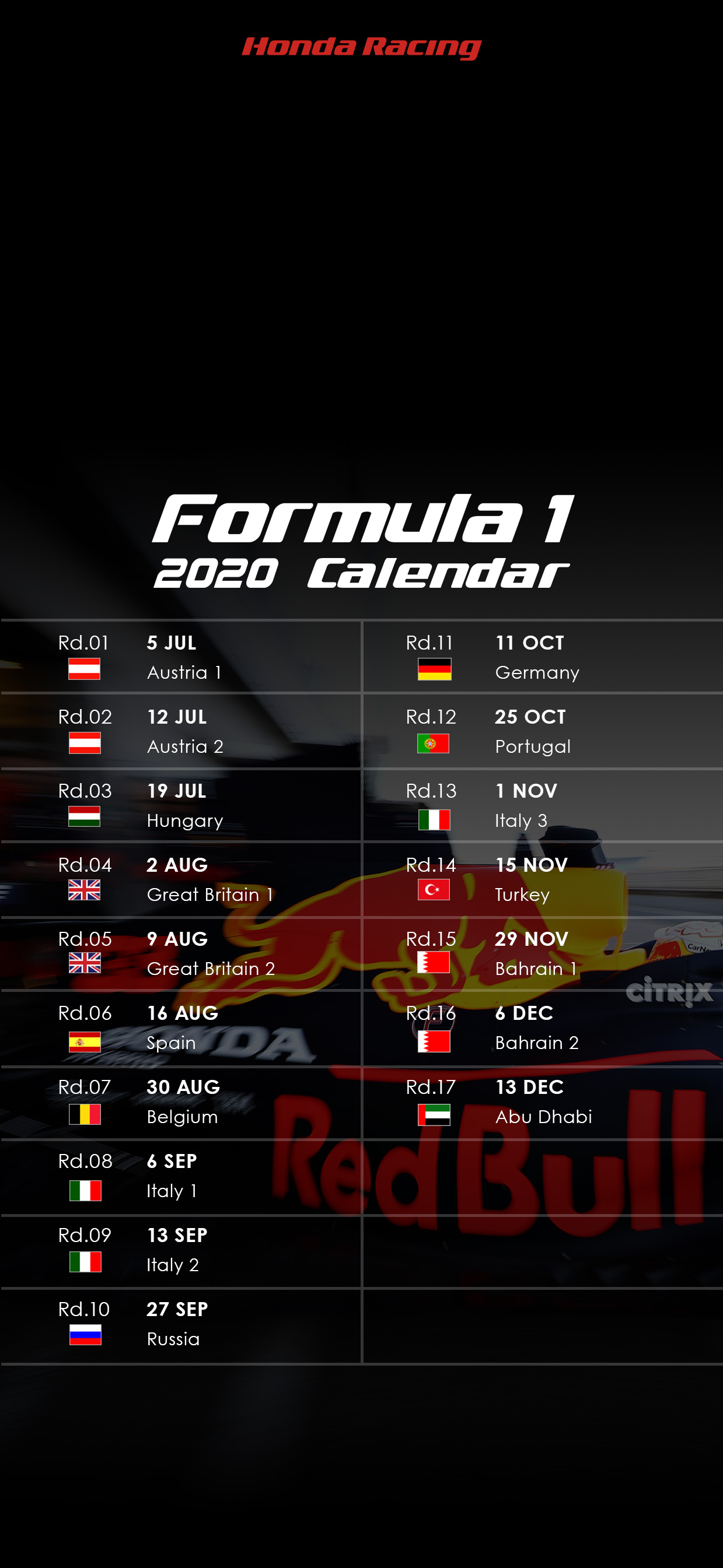 Honda Motorsports Calendar 2020 | Honda